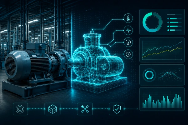 Digitaler Zwilling einer Energieanlage mit Sensordaten und Predictive Maintenance – vorausschauende Wartung